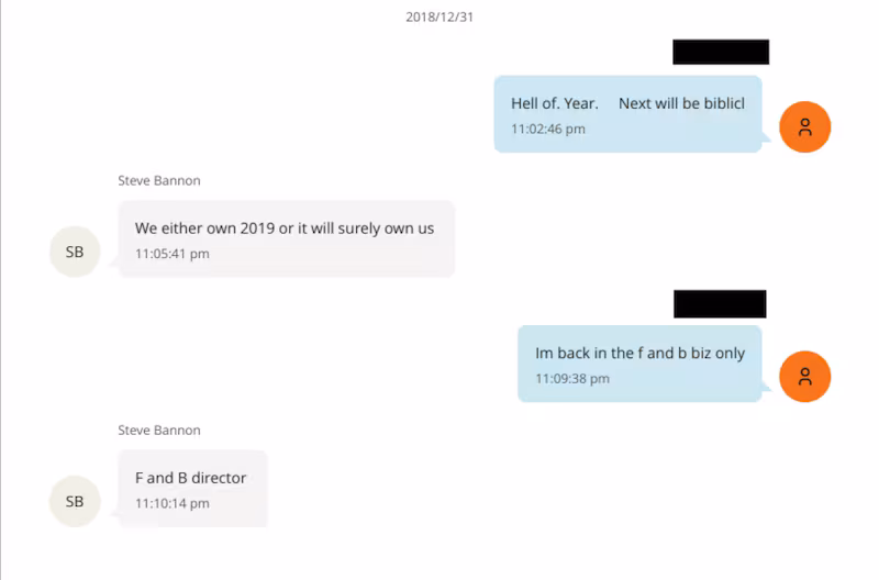 Text exchanges with Steve Bannon.