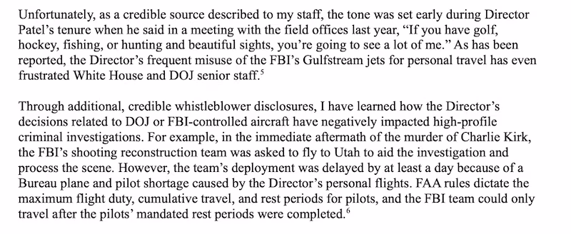 Durbin details allegations made against Patel.