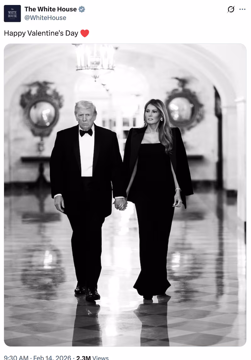 The White House's original Valentine's Day post.