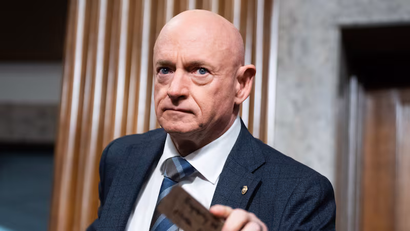 UNITED STATES - JANUARY 15: Sen. Mark Kelly, D-Ariz., arrives for a Senate Armed Services Committee confirmation hearing for Lt. Gen. Francis L. Donovan, nominee to be commander of the U.S. Southern Command, and Lt. Gen. Joshua M. Rudd, nominee to be director of the National Security Agency, chief of the Central Security Service, and commander of the U.S. Cyber Command, in Dirksen building on Thursday, January 15, 2026. (Tom Williams/CQ-Roll Call, Inc via Getty Images)