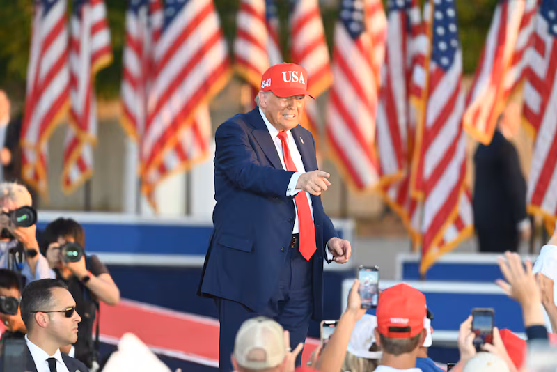 Trump at a rally in July—his plan to push his message about his economic agenda comes amid record low approval ratings for his second term.