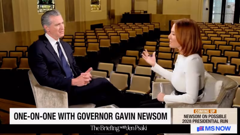 Gavin Newsom speaking to Jen Psaki.