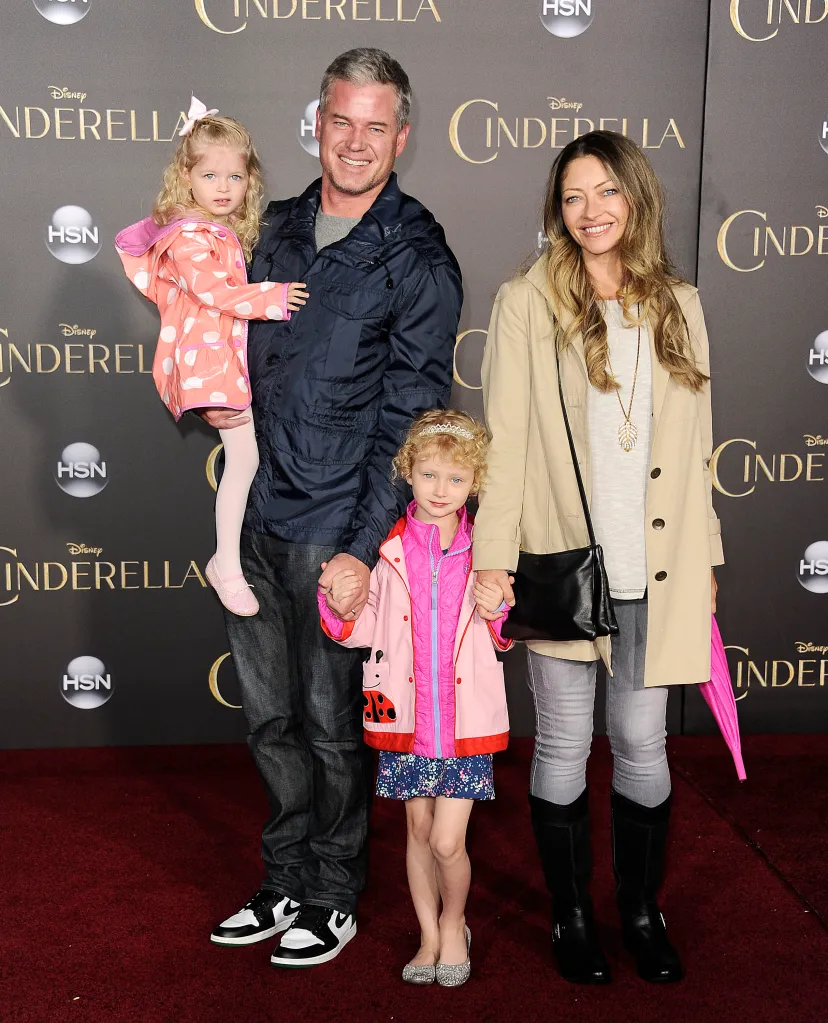Actor Eric Dane, actress Rebecca Gayheart, and their daughters Billie and Georgia on the red carpet for the premiere of 