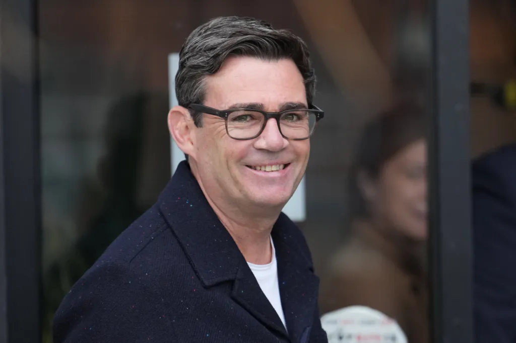 Andy Burnham the Mayor of Manchester arrives a fringe meeting during the annual Labour Party conference in Liverpool, England, Sept. 29, 2025.