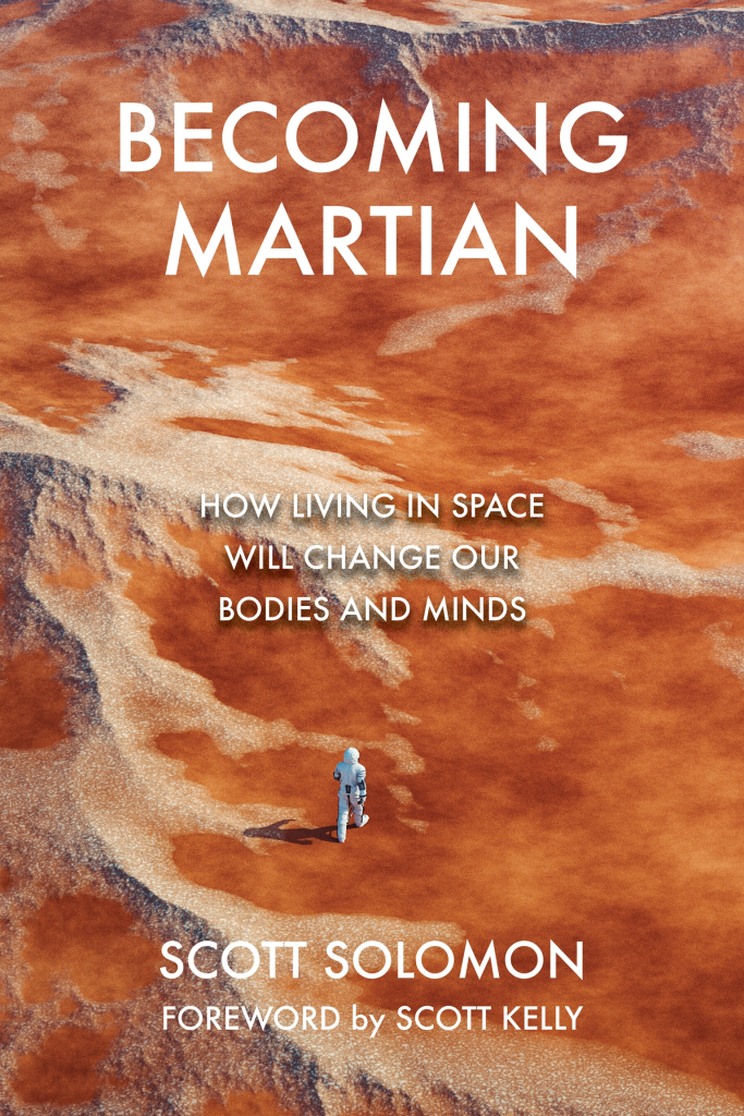 Illustration of a lone astronaut walking on a reddish-orange Martian landscape under the title 