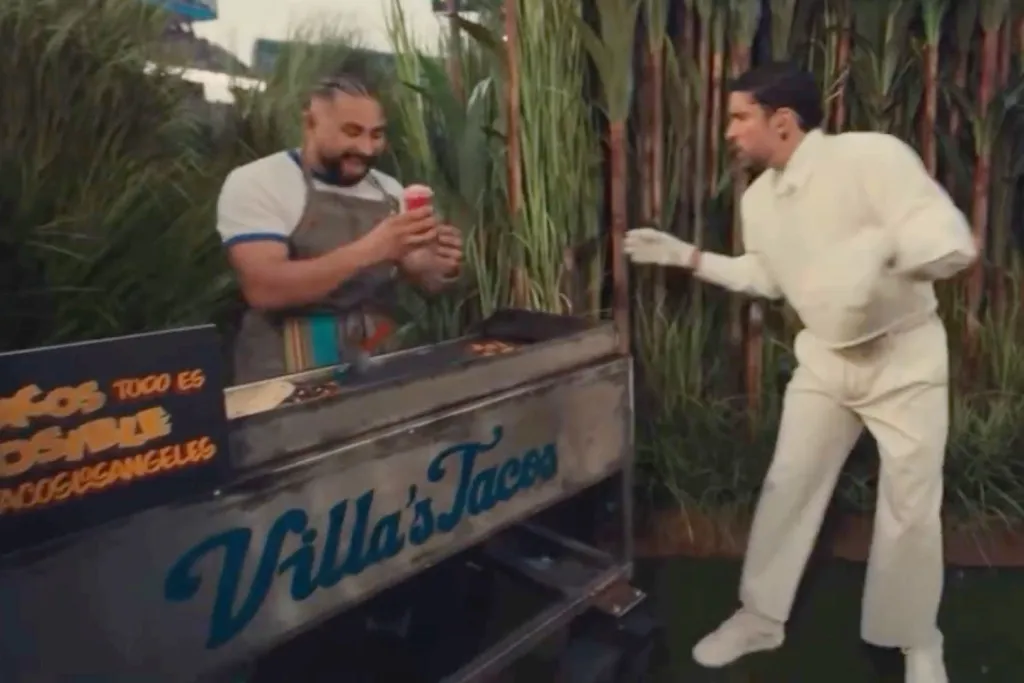 Bad Bunny at Villa's Tacos during the Super Bowl halftime show.