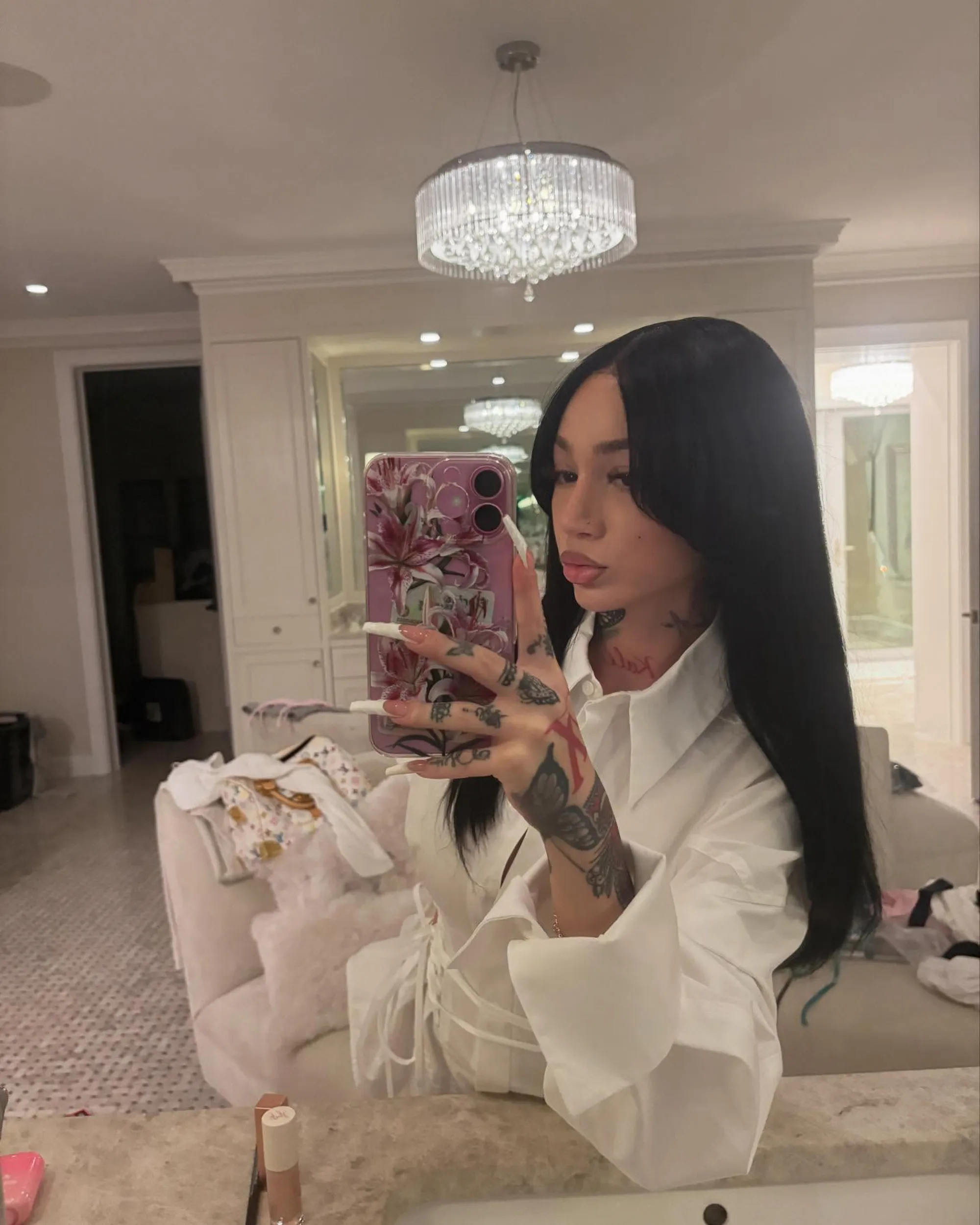 Bhadie, posing above for IG, said being a mom is what makes her happiest.