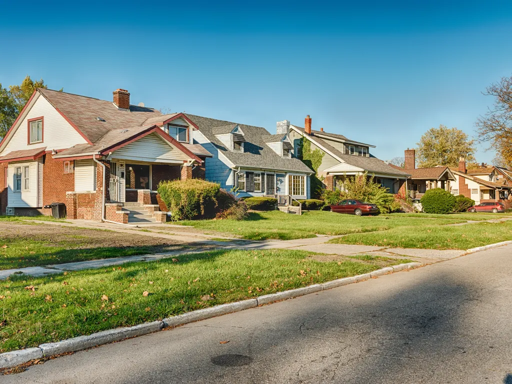 Houses on Eason Street in the Highland Park community in Detroit.