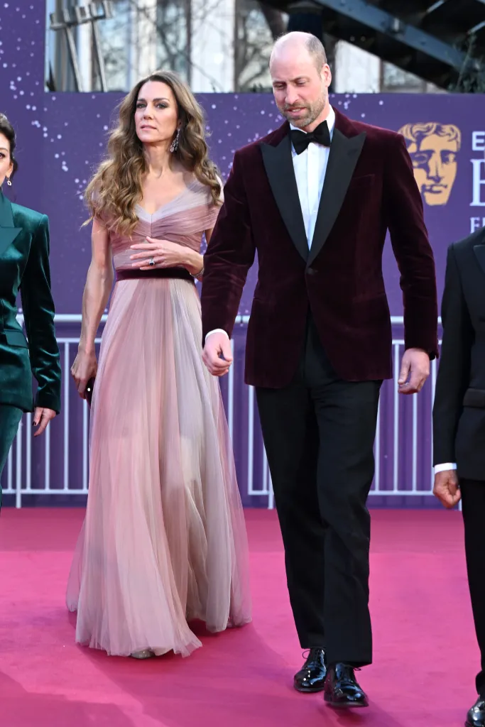 Catherine, Princess of Wales, and Prince William arrive at the EE BAFTA Film Awards.