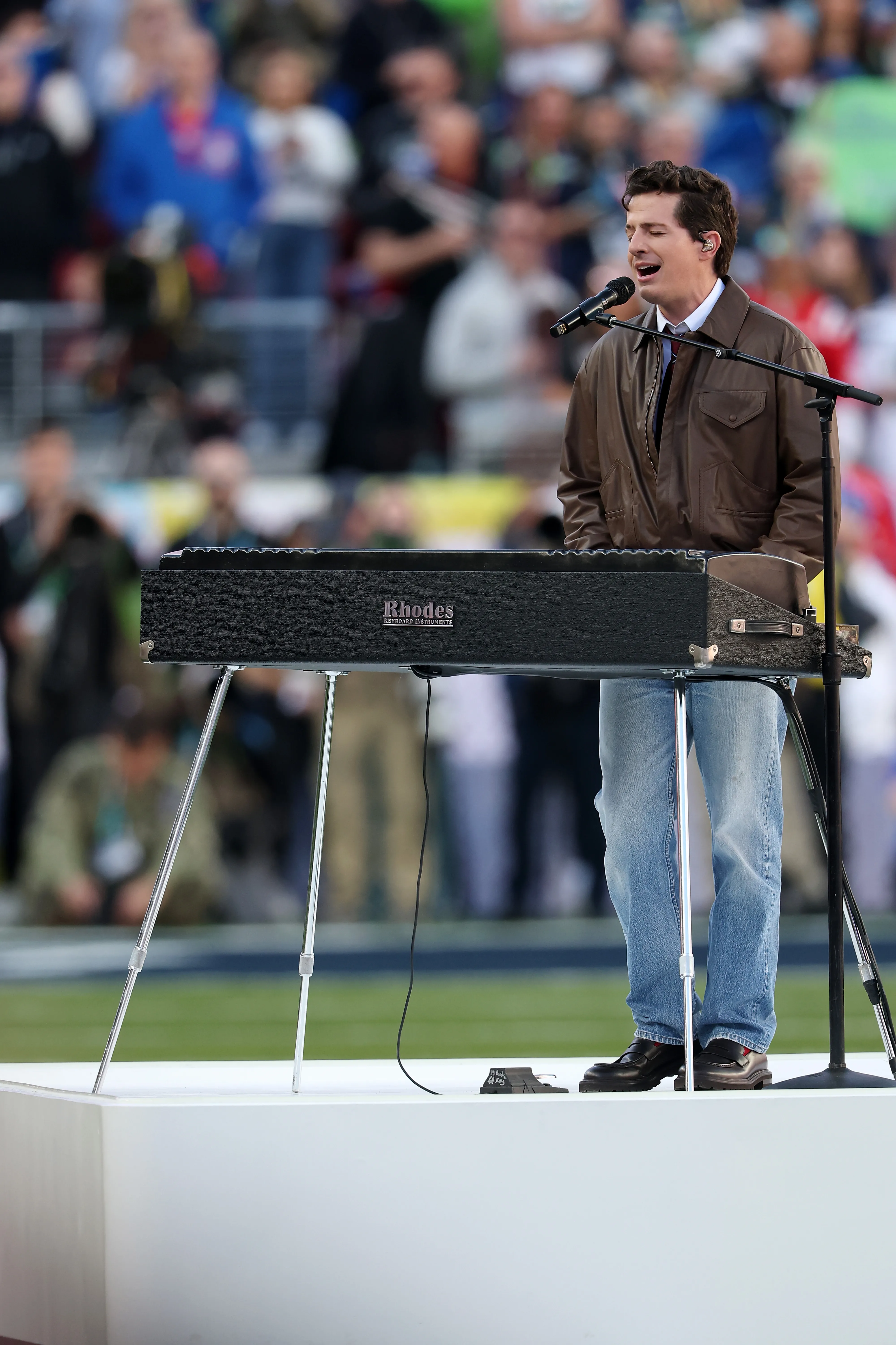 Charlie Puth performing at Super Bowl LX