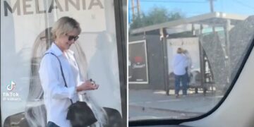 Woman appears to deface ‘Melania’ poster in wake of LA city bus vandalism