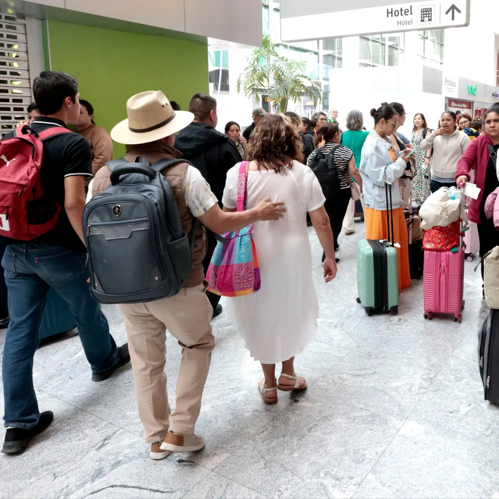 Passengers stranded at Guadalajara International Airport.