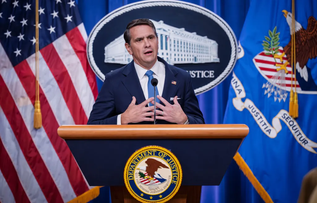 Deputy Attorney General Todd Blanche meets with reporters as the Justice Department announced the release of three million pages of documents related to Jeffrey Epstein on Jan. 30, 2026.