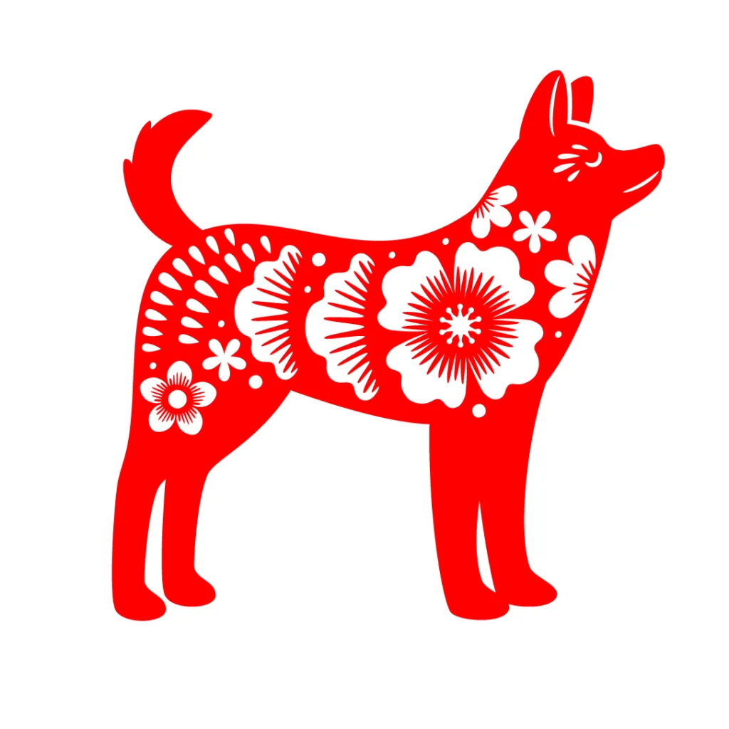 Red Chinese zodiac illustration of the dog