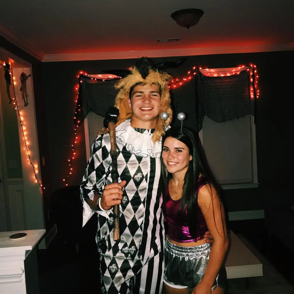 Drake Maye and Ann Michael Maye dressed in Halloween costumes.
