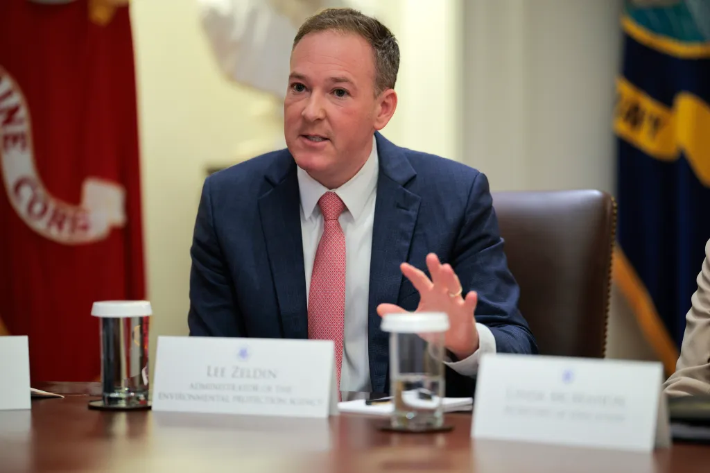 EPA Administrator Lee Zeldin speaking at a cabinet meeting.