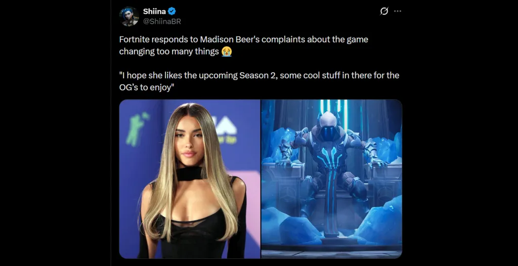 Epic Games Responds to Madison Beer Fortnite Comments