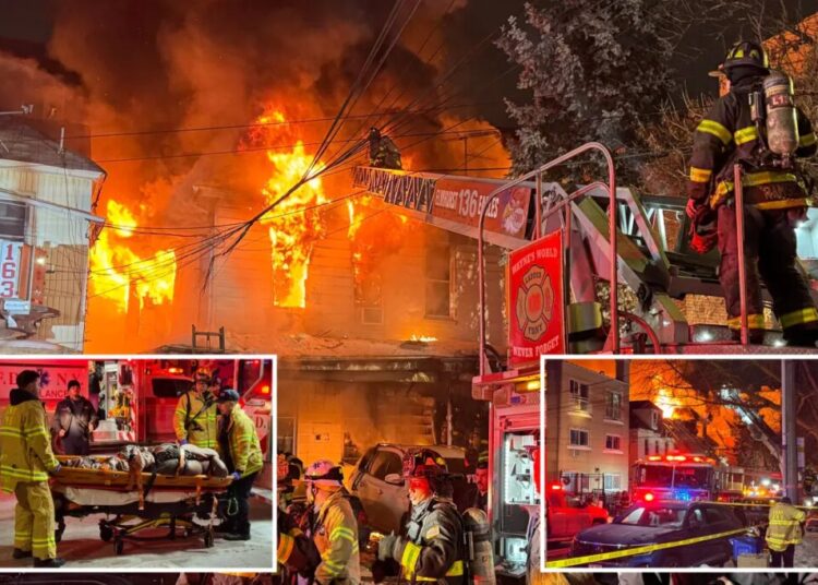 Raging 4-alarm NYC house fire injures 2 firefighters, 7 people — including 1 critically