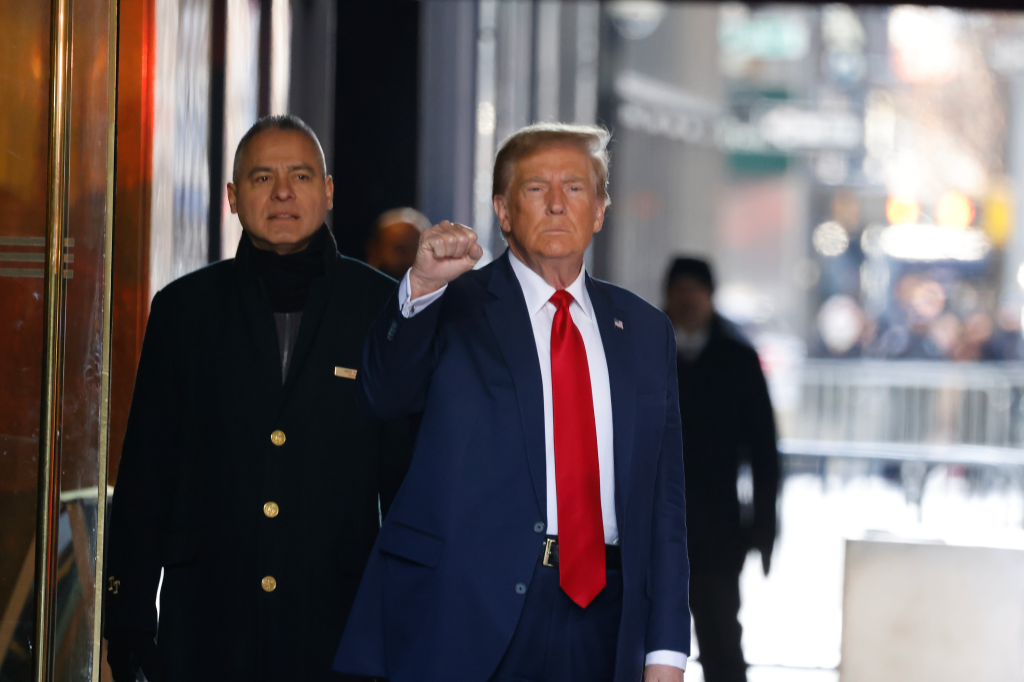 Former US President Donald Trump leaving Trump Tower.