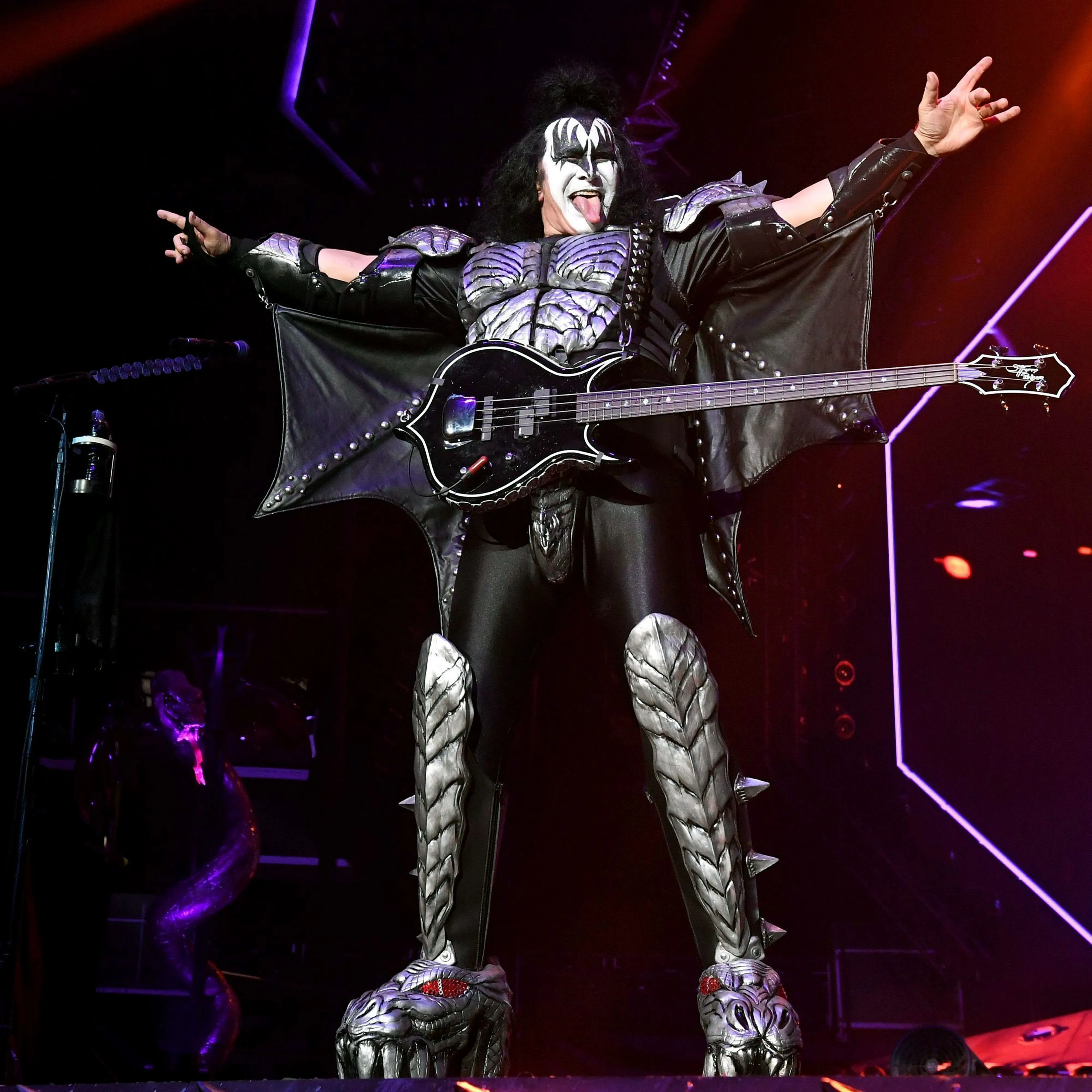 Simmons performs with KISS at Staples Center on March 4, 2020 in Los Angeles, California.