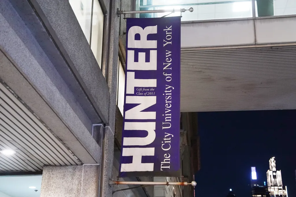 A purple banner with 