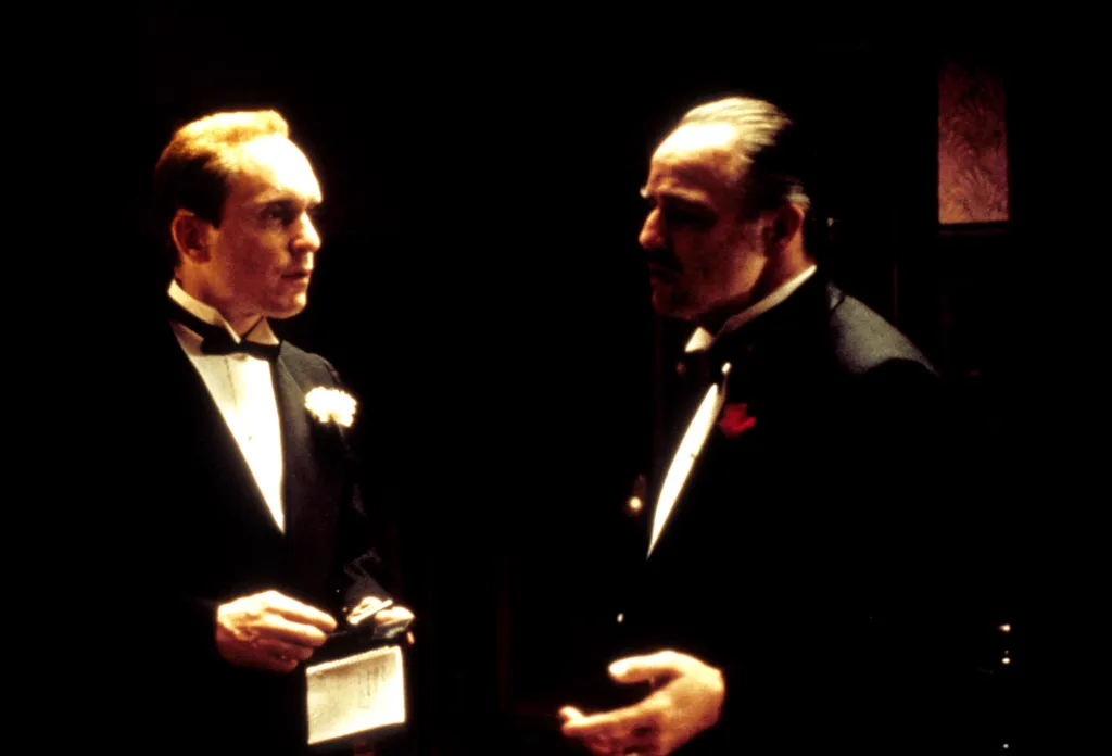 Robert Duvall and Marlon Brando from the movie The Godfather.