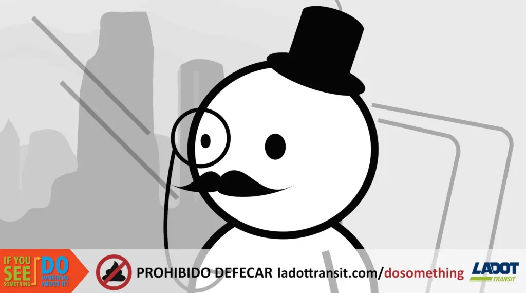 Illustration of a character with a top hat and monocle, with the text