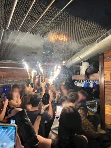 The fire tore through Le Constellation after sparklers attached to champagne bottles ignited the ceiling during the celebration.