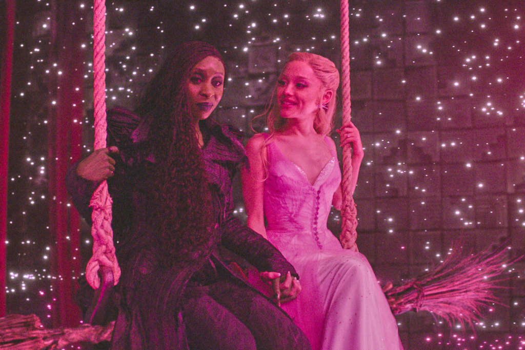 Cynthia Erivo and Ariana Grande in a scene from 
