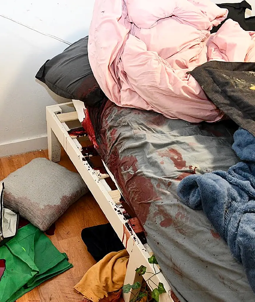 Crime scene photographs from the Idaho murders - inside the off-campus home on King Road in Moscow where Bryan Kohberger killed four college students in November 2022.