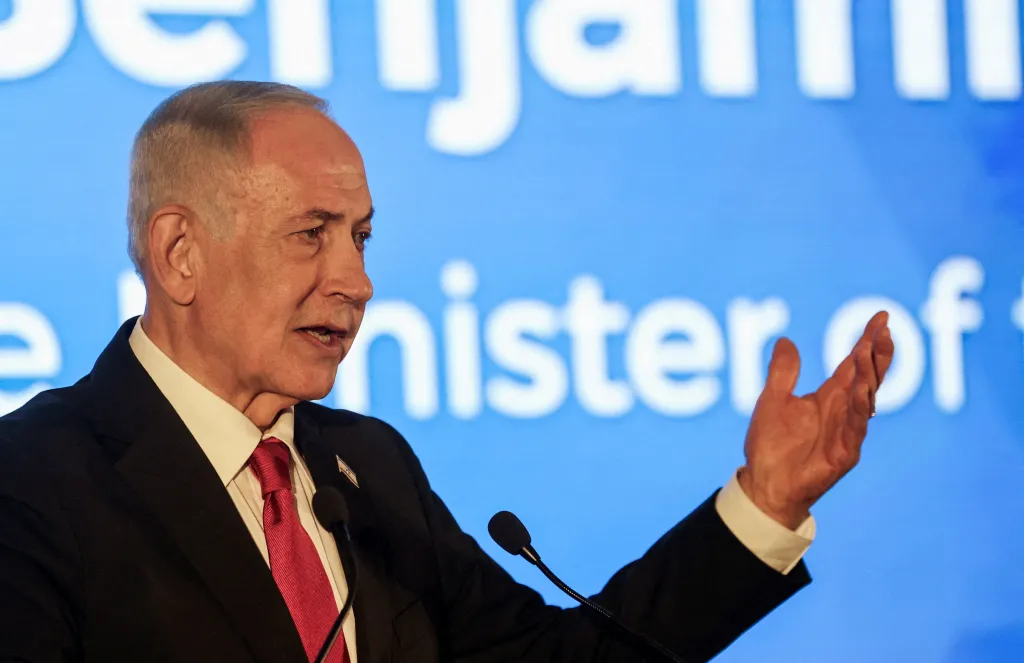 Israeli Prime Minister Benjamin Netanyahu speaks at the Conference of Presidents of Major American Jewish Organisations.