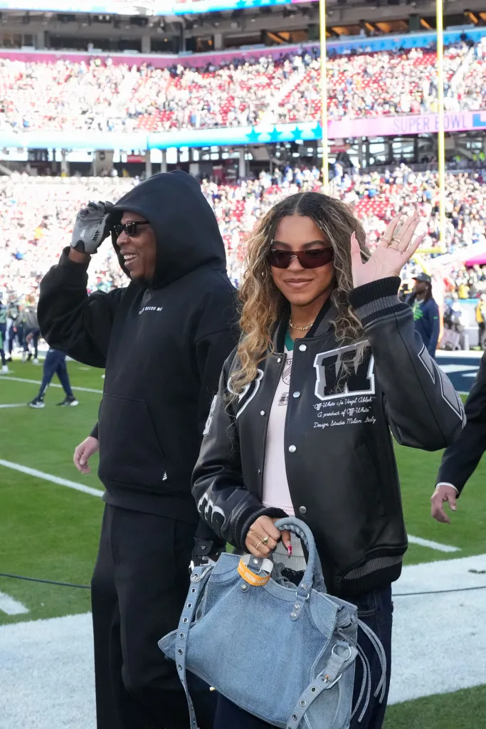 Jay-Z and Blue Ivy Carter attend Super Bowl 60.