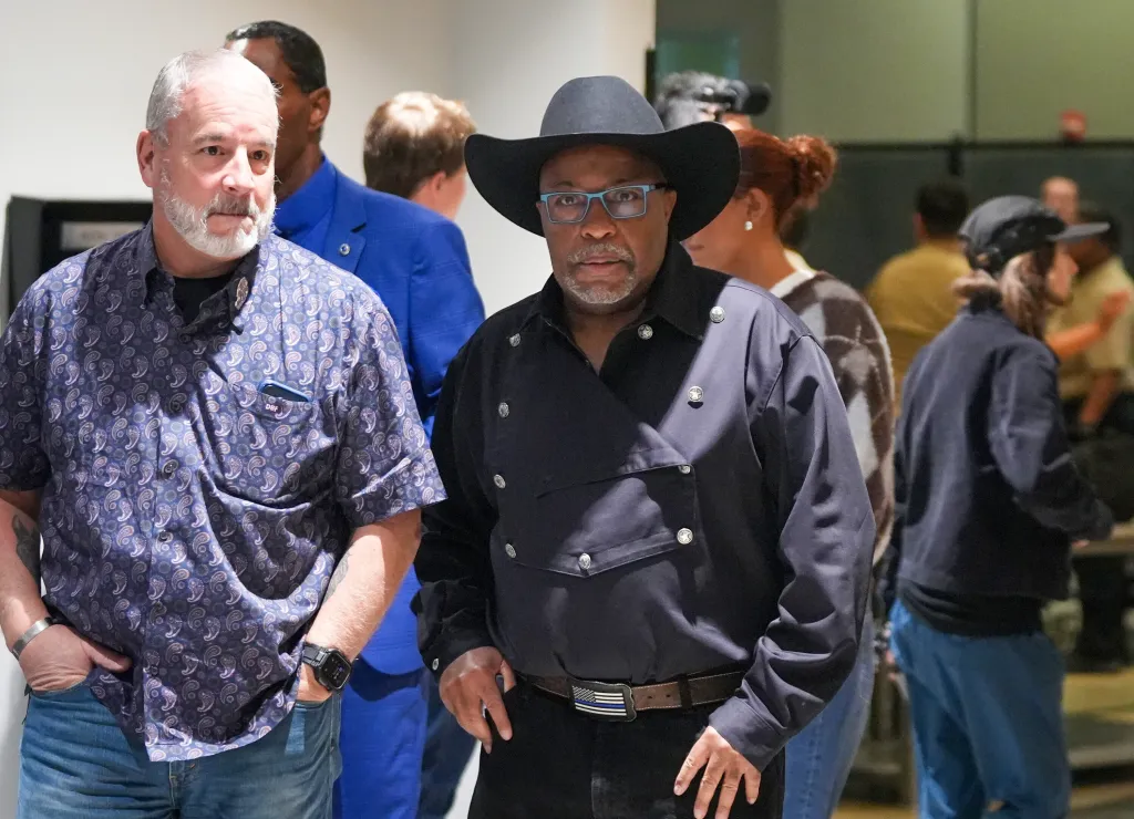 John Jones, the original Austin Police detective on the 1991 murder investigation attends the exoneration hearing for the four men wrongfully accused.