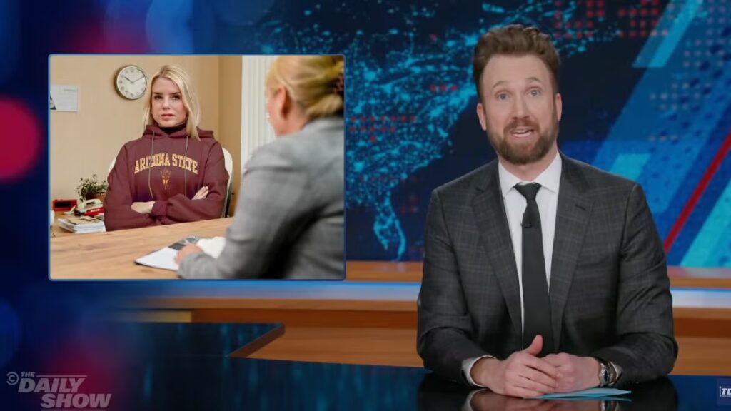 ‘The Daily Show’: Jordan Klepper Drags Pam Bondi for Acting Like a ‘Bratty Senior’ in the Principal’s Office During Congressional Testimony