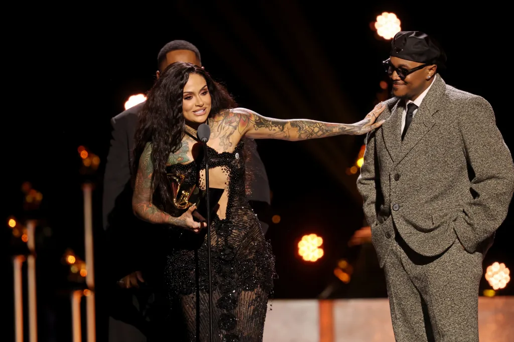 Kehlani accepts the Best R&B Performance award for 