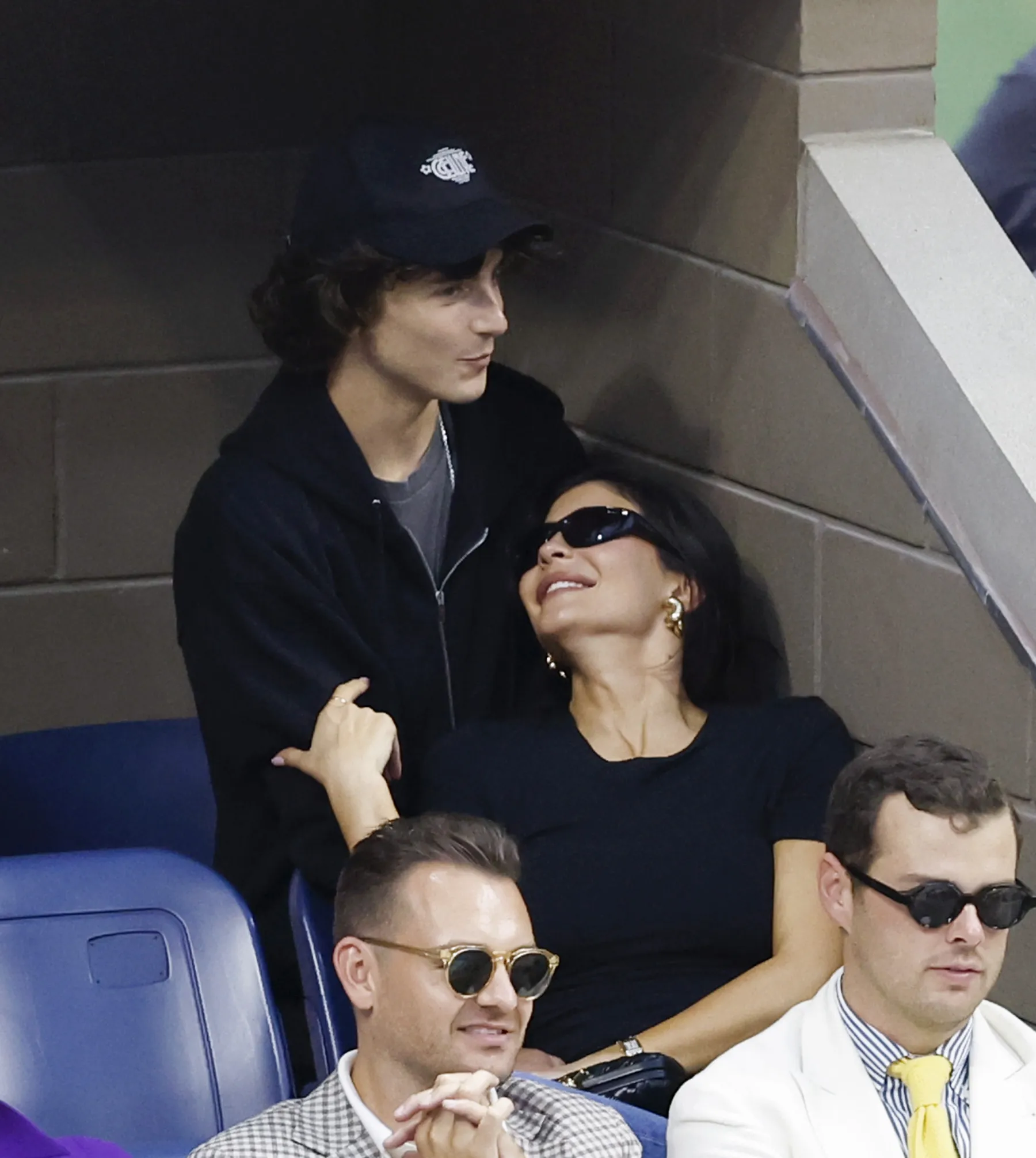 Kylie Jenner and Timothee Chalamet watching the US Open Men's Final.