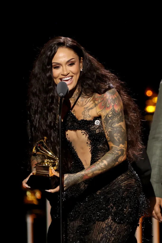 Kehlani accepts the Best R&B Performance award for 
