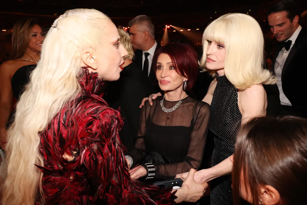 Lady Gaga, Sharon Osbourne, and Kelly Osbourne at the 68th Grammy Awards.