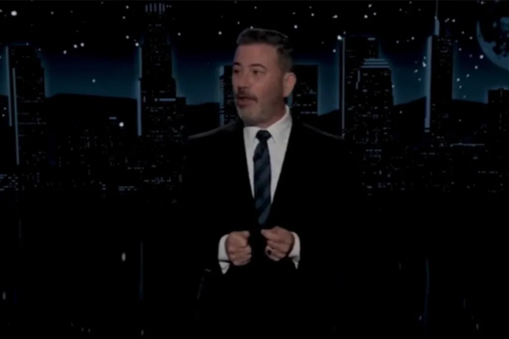 Jimmy Kimmel swiped at liberals during his monologue Monday night for their sudden Bad Bunny fandom ahead of and following the Super Bowl halftime show.