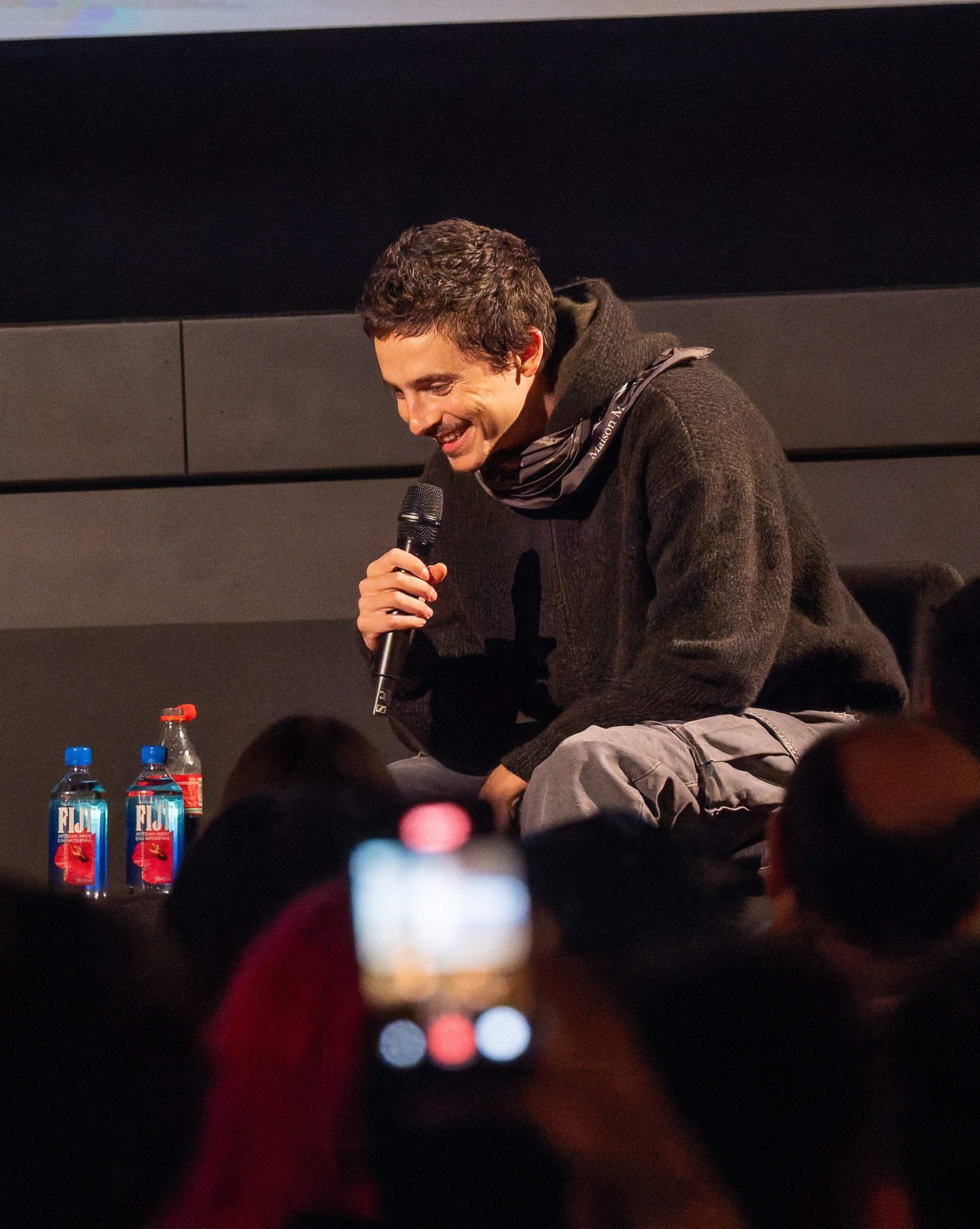 Timothee Chalamet speaking at the Prince Charles Cinema event in London.
