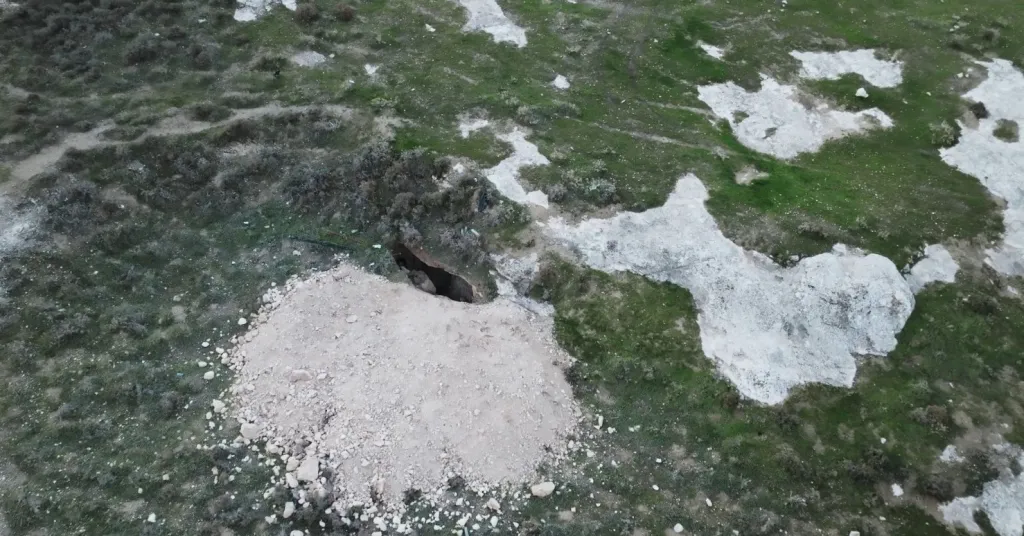 Aerial view of the site where a 2,000-year-old workshop was discovered near Jerusalem.