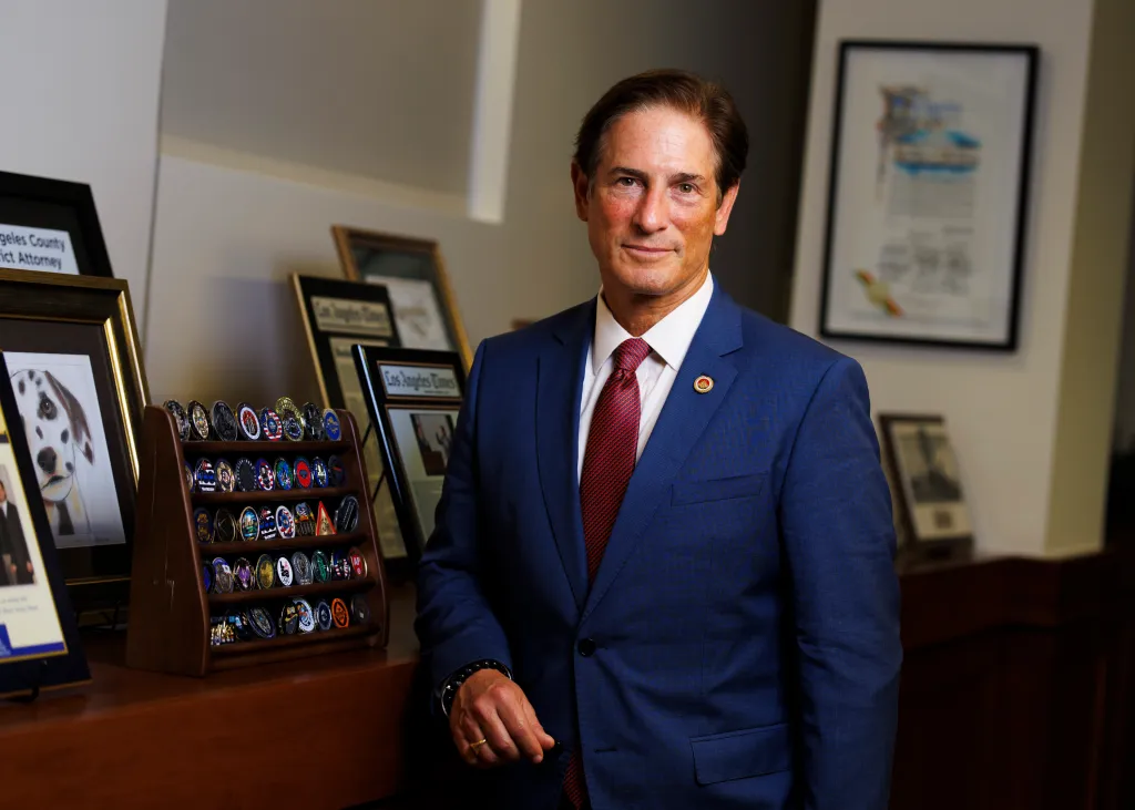 Los Angeles County District Attorney Nathan J. Hochman standing in his office.