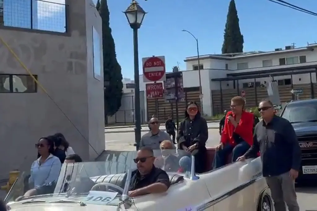 Los Angeles Mayor Karen Bass in a parade.