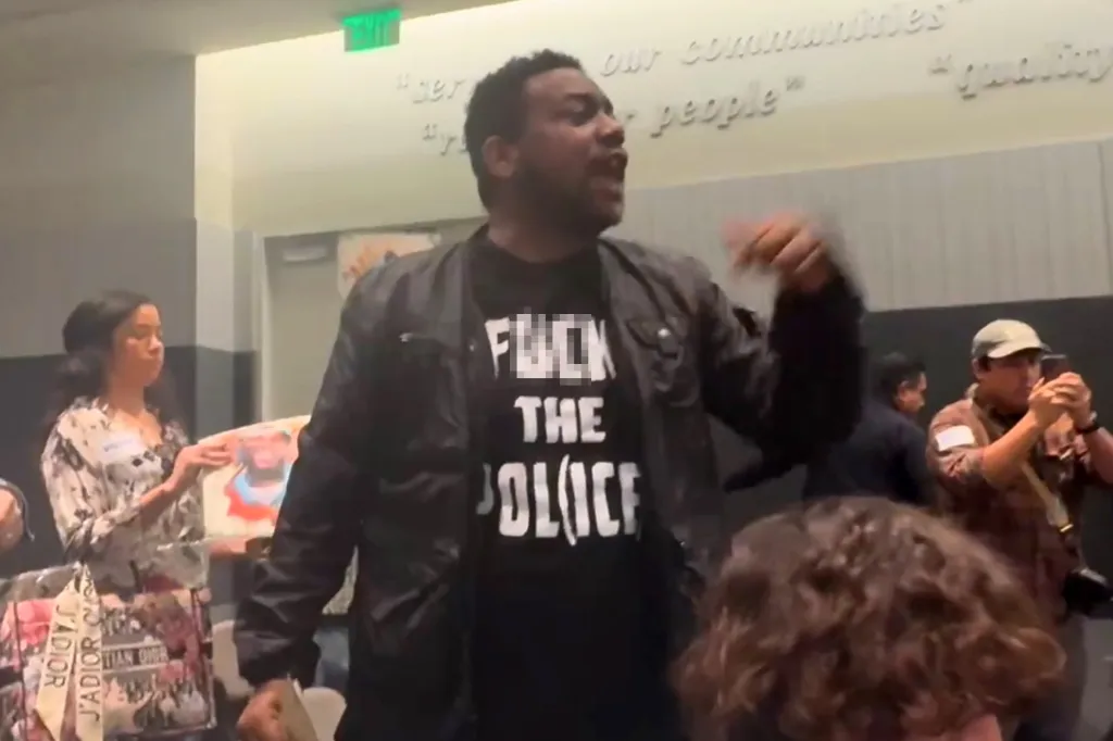 Man in a black t-shirt with 