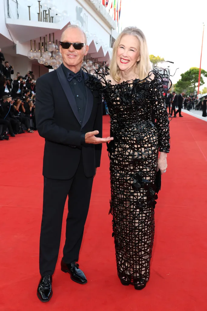 Michael Keaton and Catherine O'Hara on the red carpet at the Venice Film Festival.