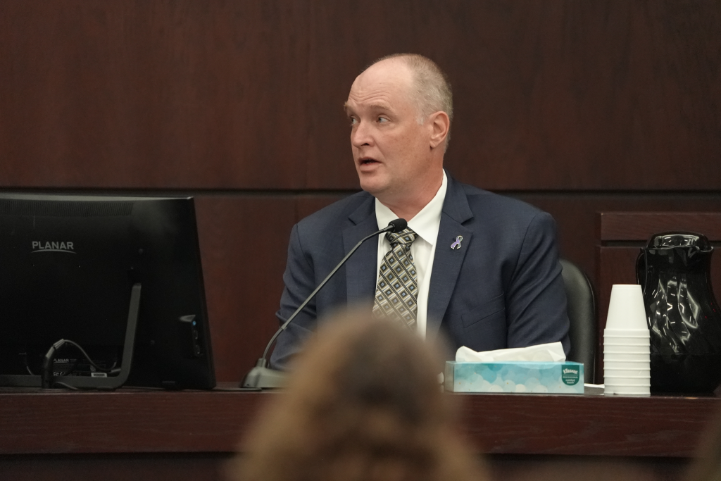 Michael Scott speaks during an exoneration hearing in Austin, Texas, on Jan. 19, 2026.