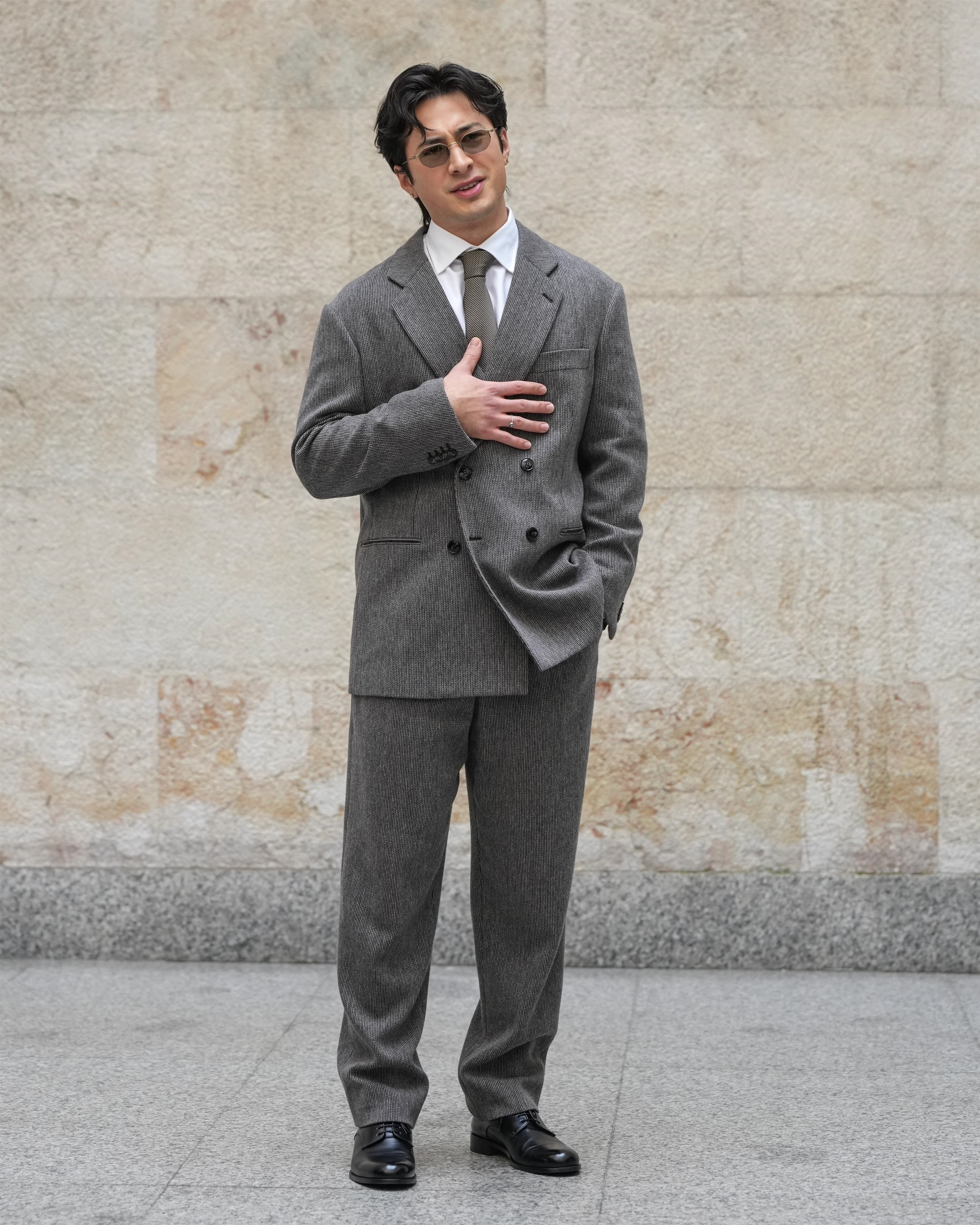 Hudson Williams at the Giorgio Armani Fashion Show during the Milan Fashion Week Menswear Fall/Winter 2026-2027