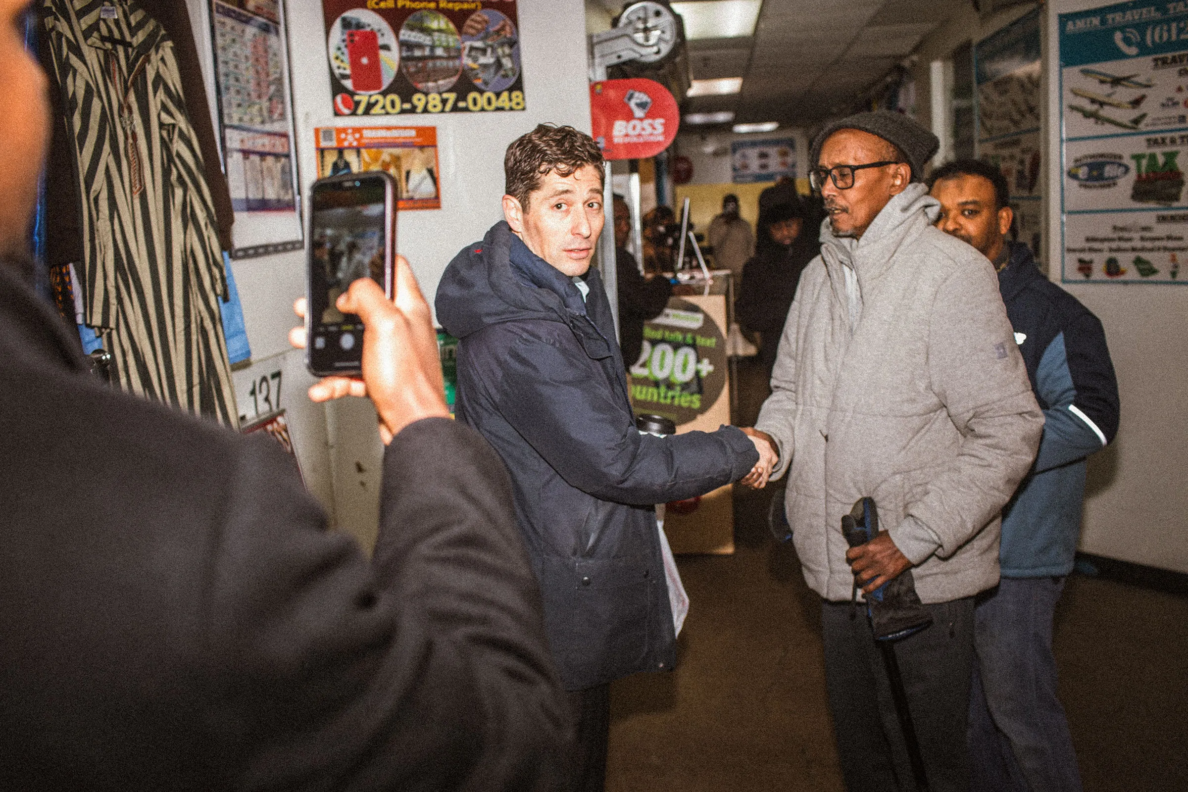 Mayor Jacob Frey visits the 24 Somali Mall to greet and spend time with the local Somali population; Minneapolis, Minnesota, Jan. 26, 2026. Erin Trieb for TIME