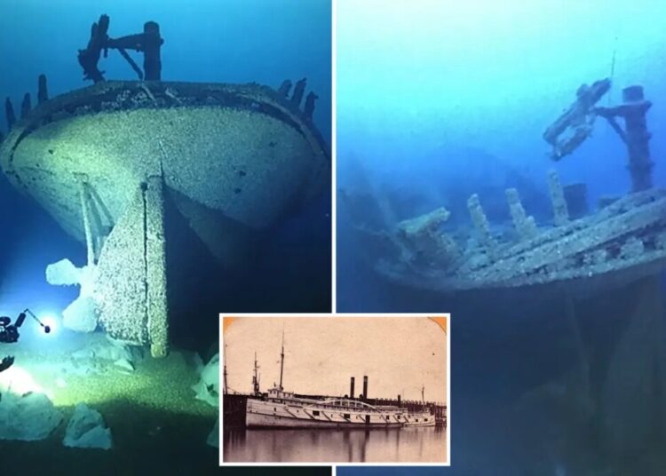 Images  reveal remains of luxury steamer that sank in Lake Michigan 154 years ago