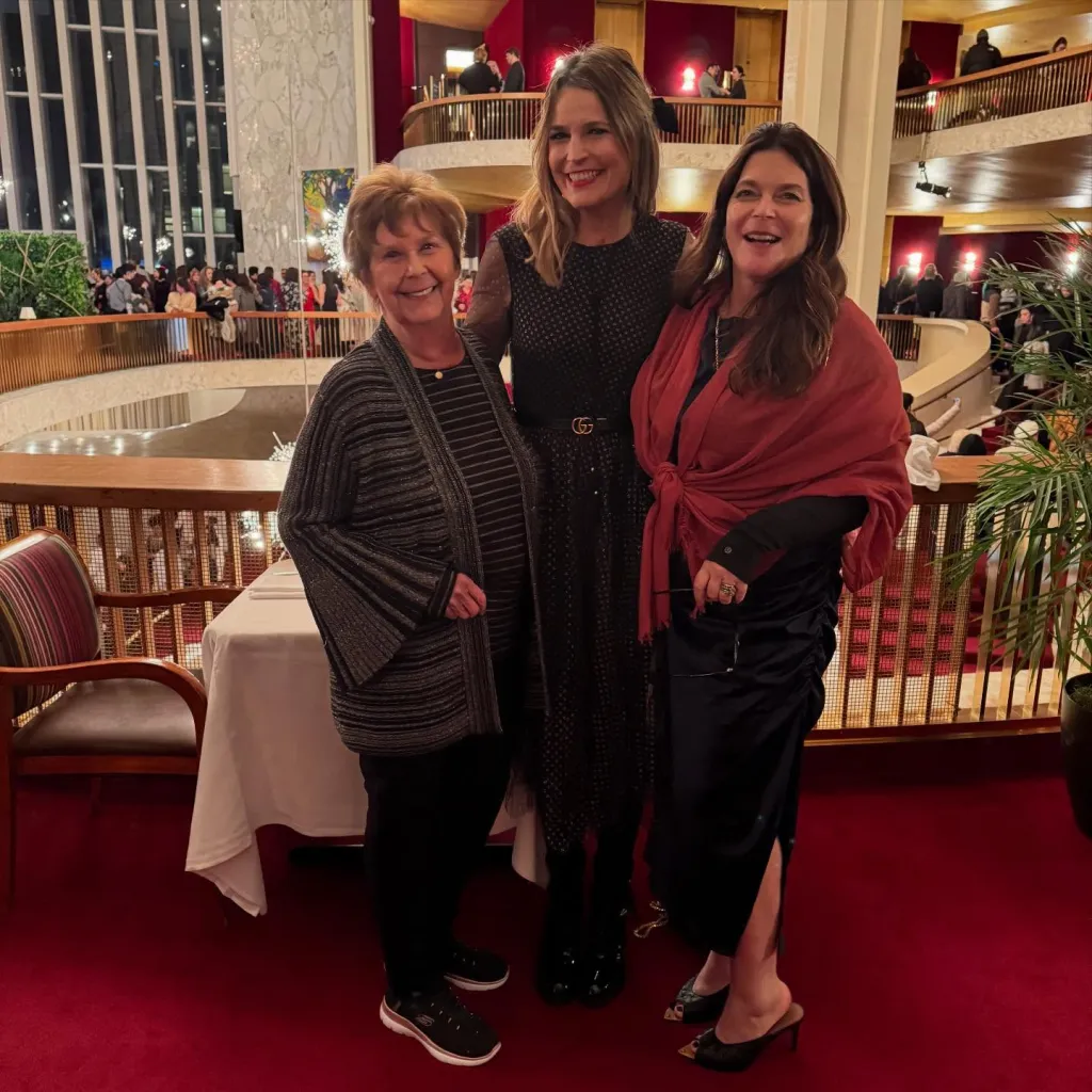 Nancy Guthrie, Savannah Guthrie, and Annie Guthrie smiling indoors.